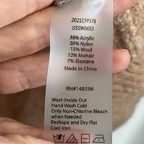 Universal Standard Melissa High Low Pullover Wool Mohair Knit Sweater Tan XL 26 - Picture 6 of 6